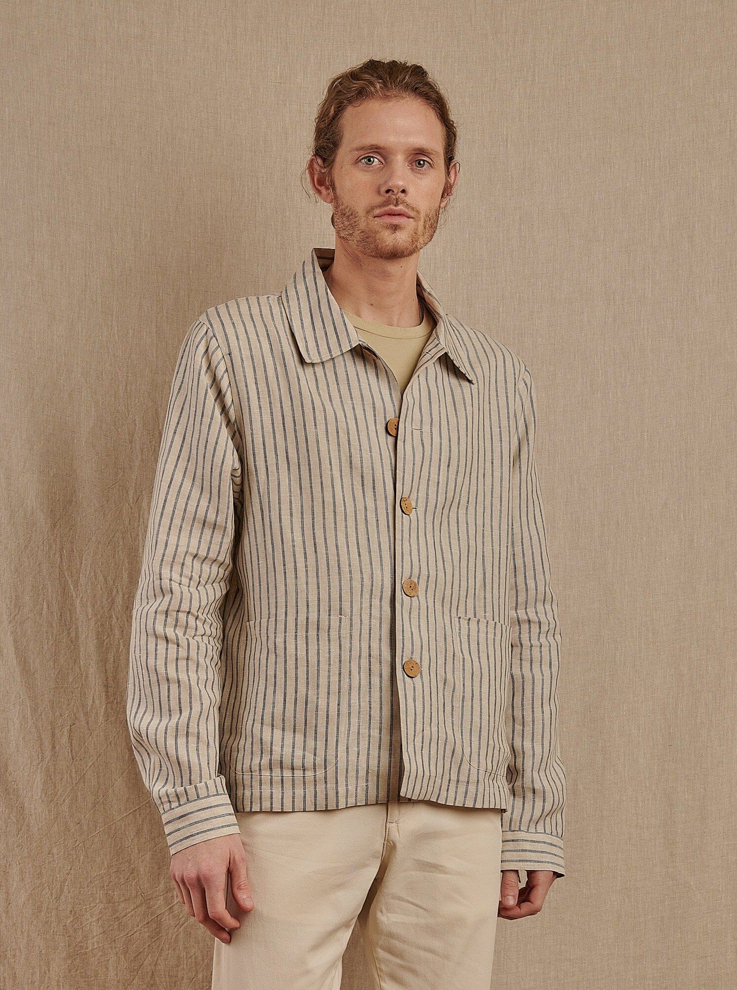 Santos Jacket in Striped Linen