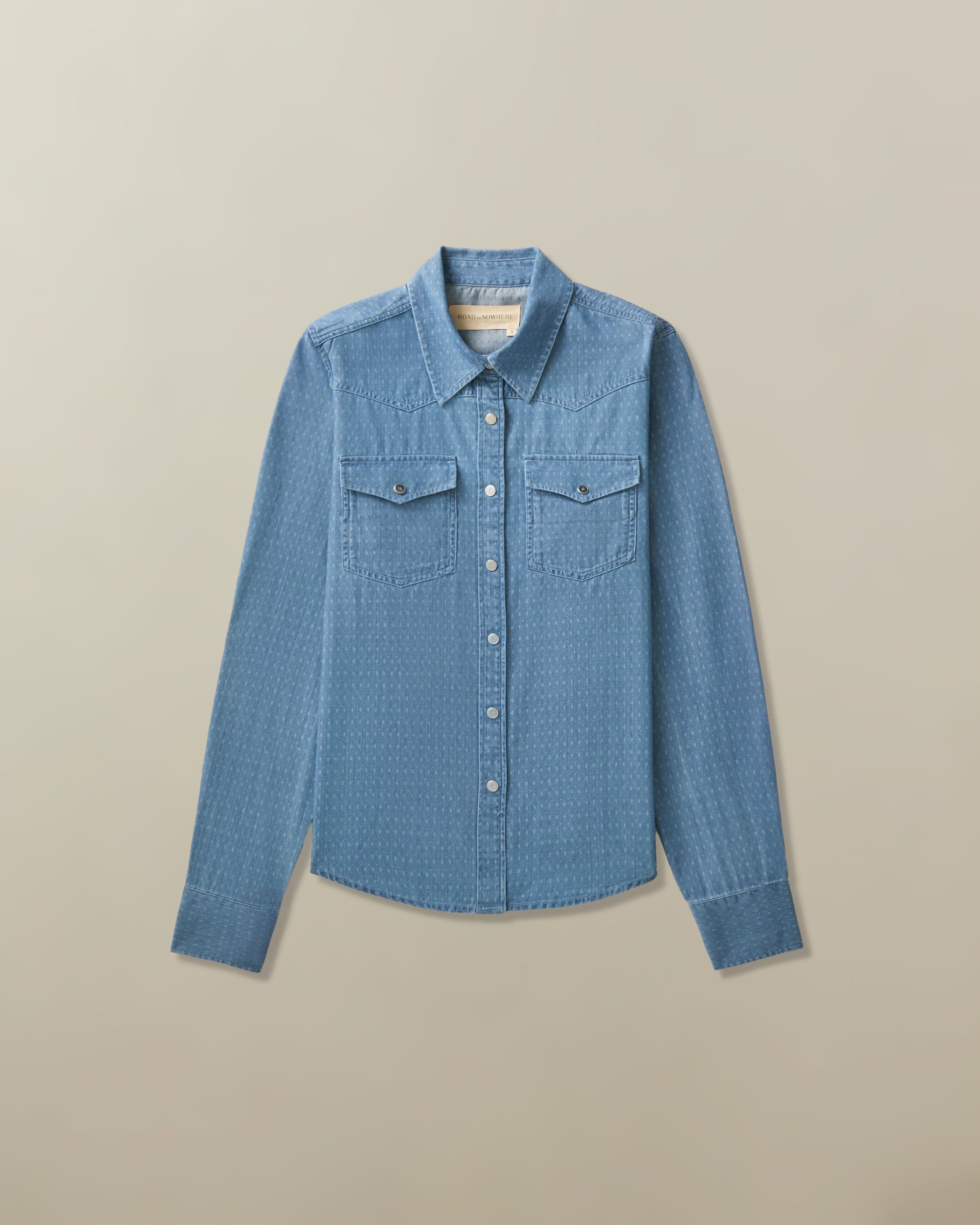 Riley Western Shirt in Denim Jacquard
