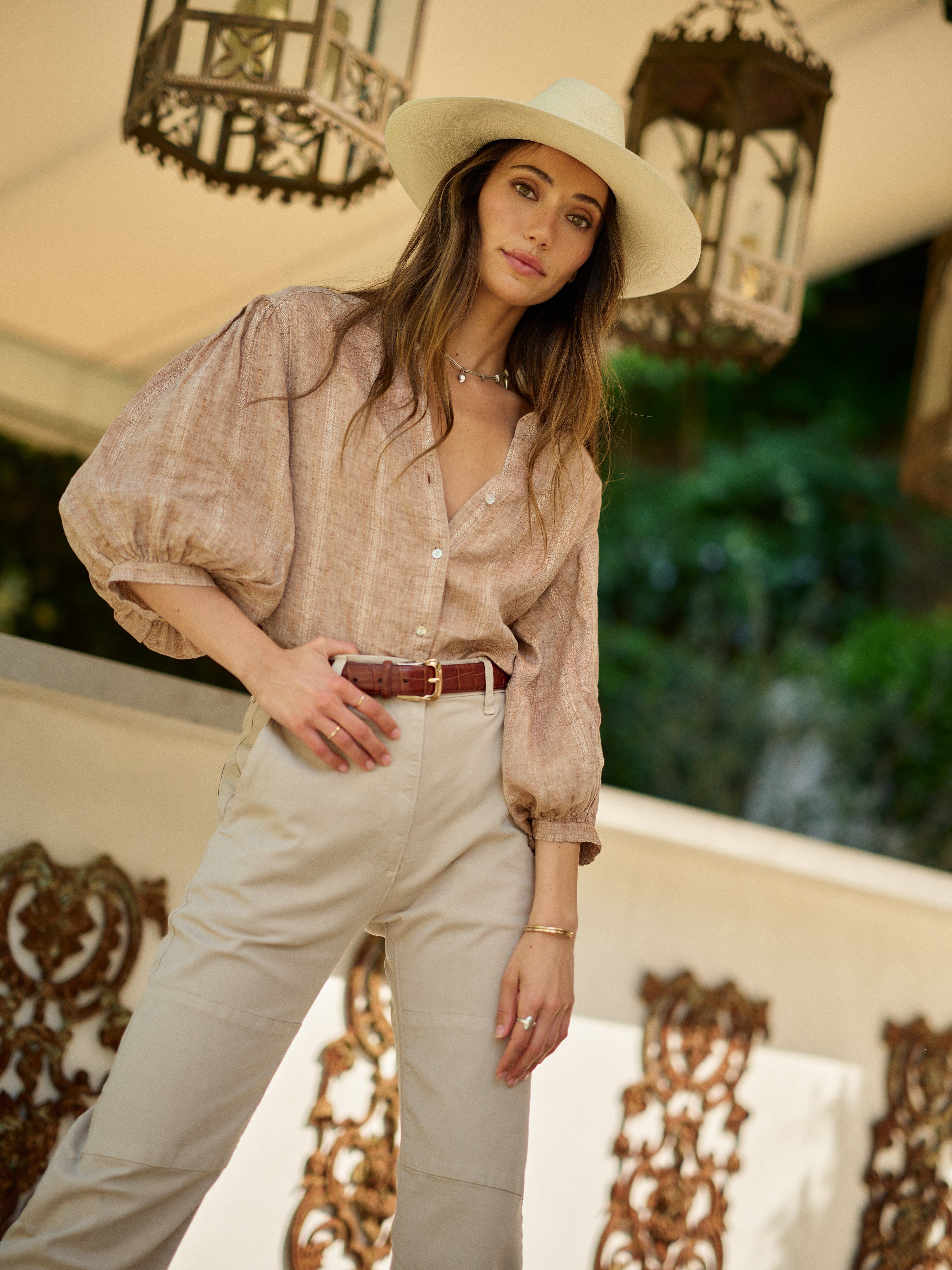 Edith Blouse in Linen Jacquard