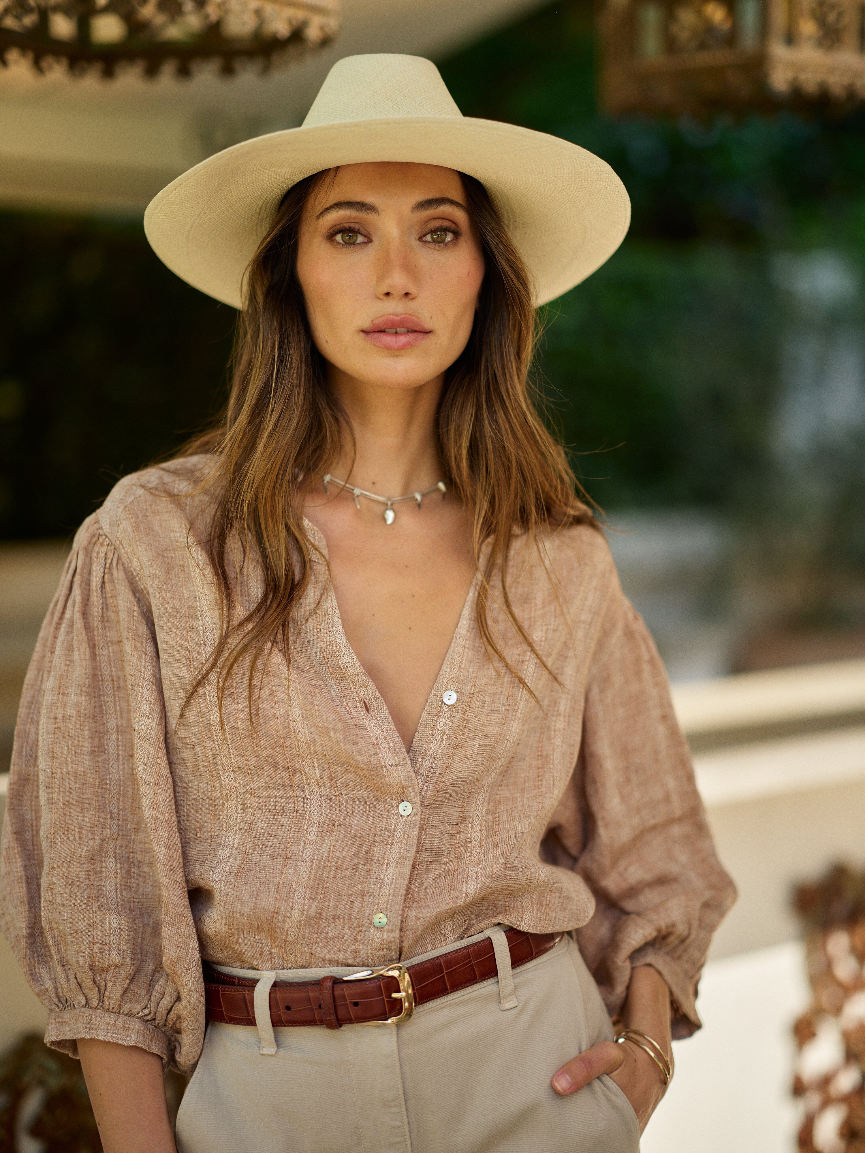 Edith Blouse in Linen Jacquard