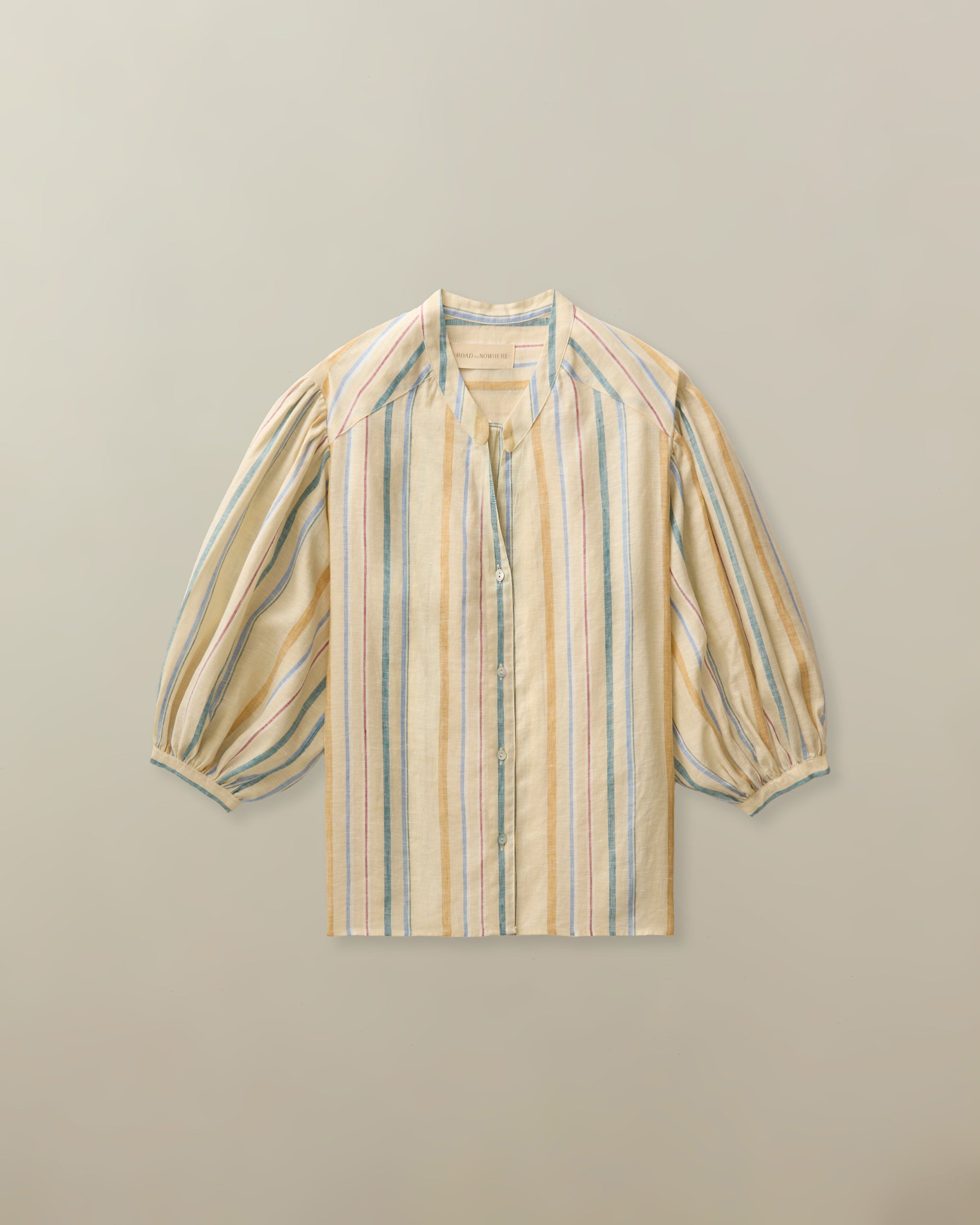 Edith Blouse in Striped Linen