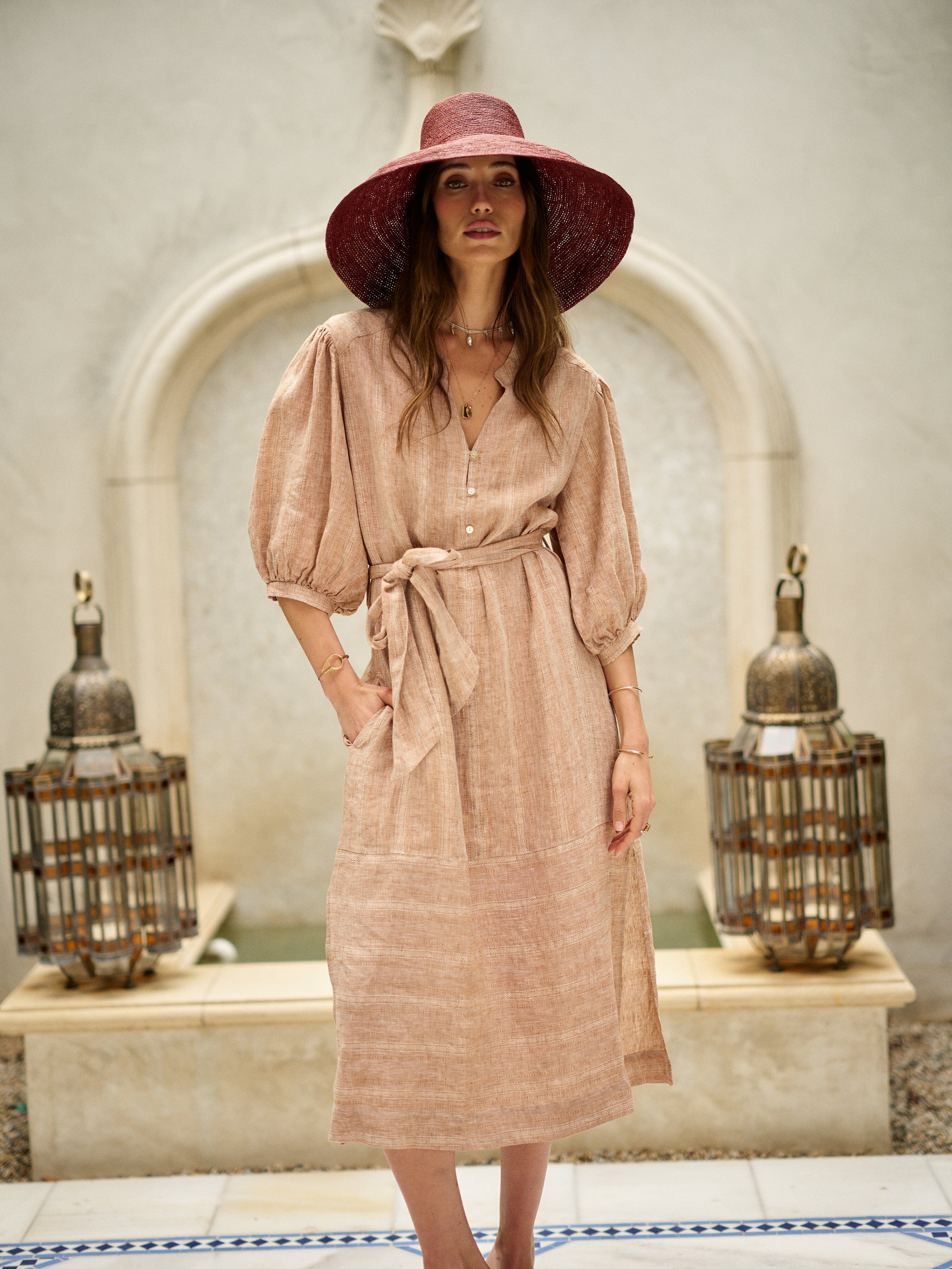 Marrakech Dress in Linen Jacquard