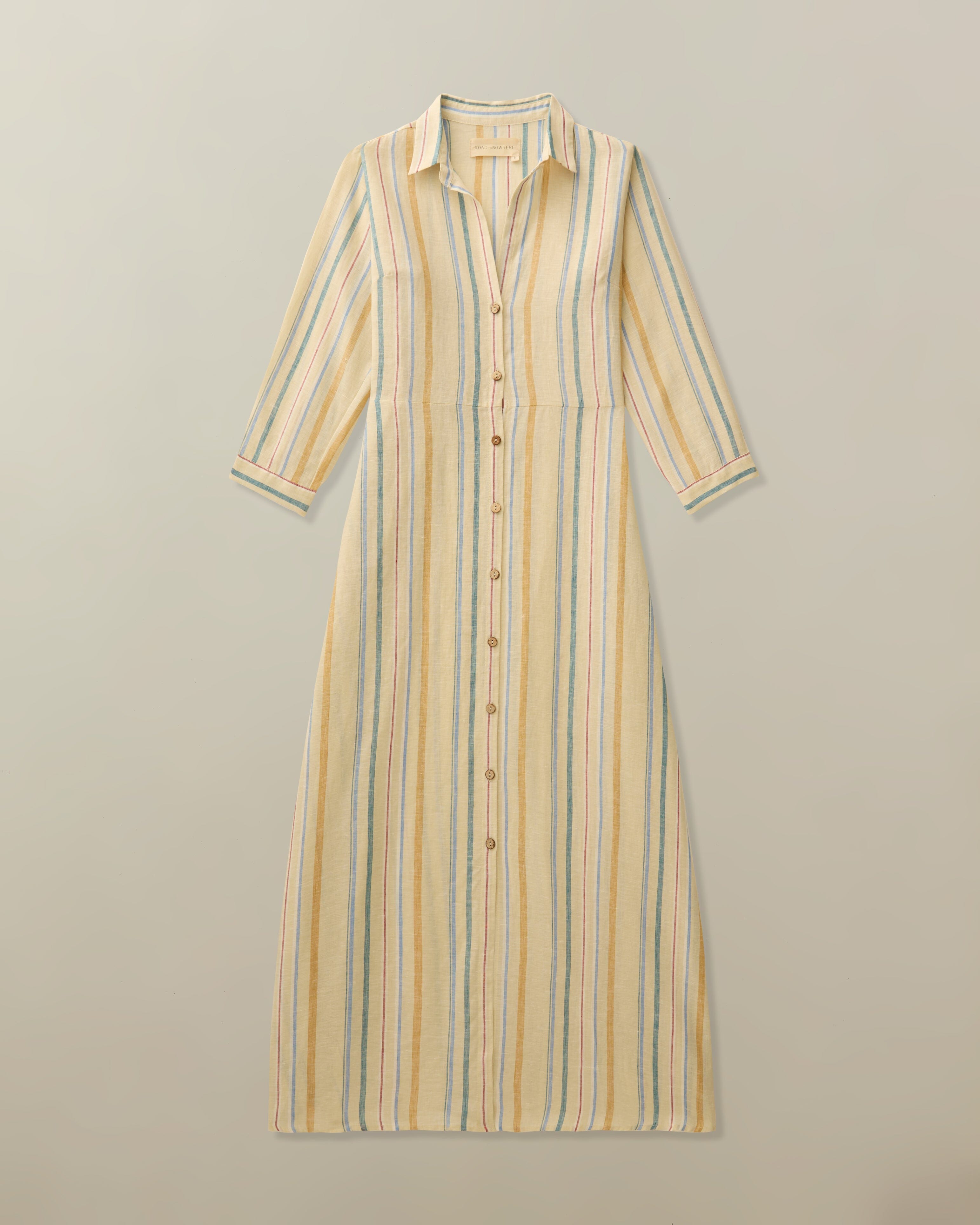 Puglia Dress in Striped Linen