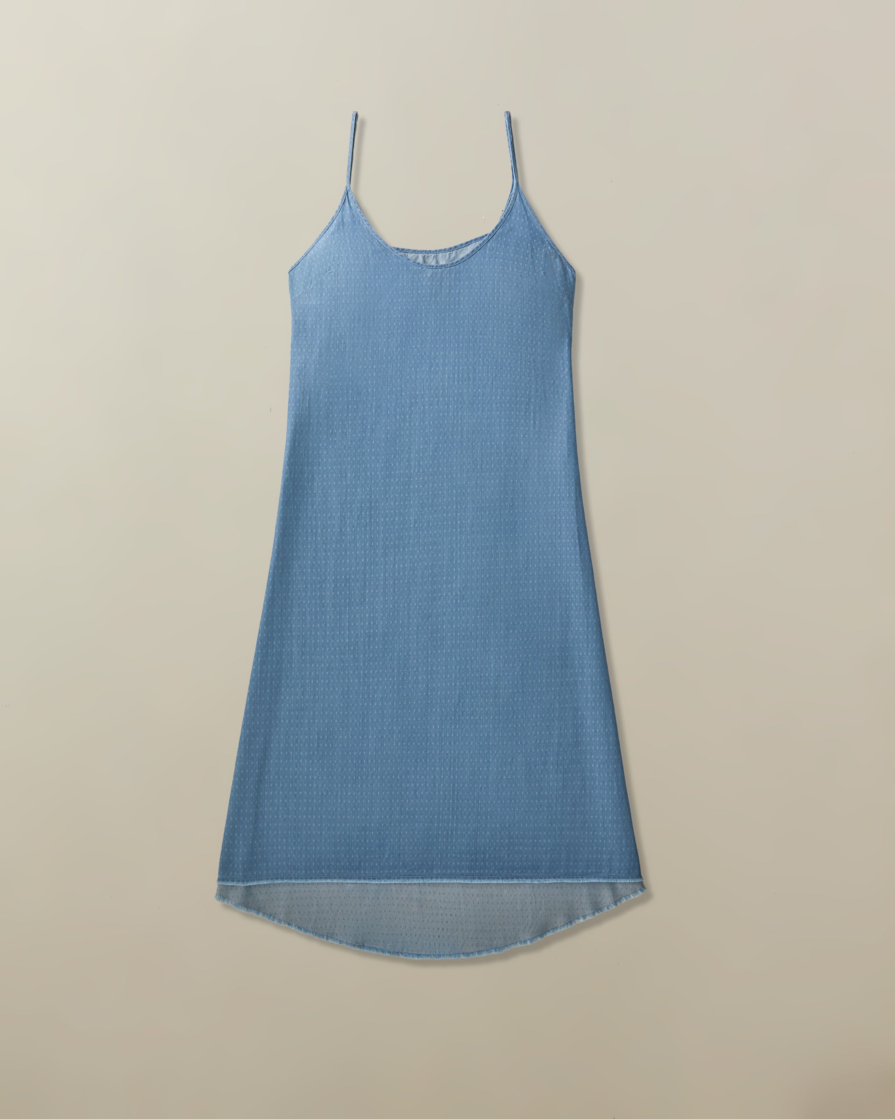 Sonya Slip Dress in Denim Jacquard