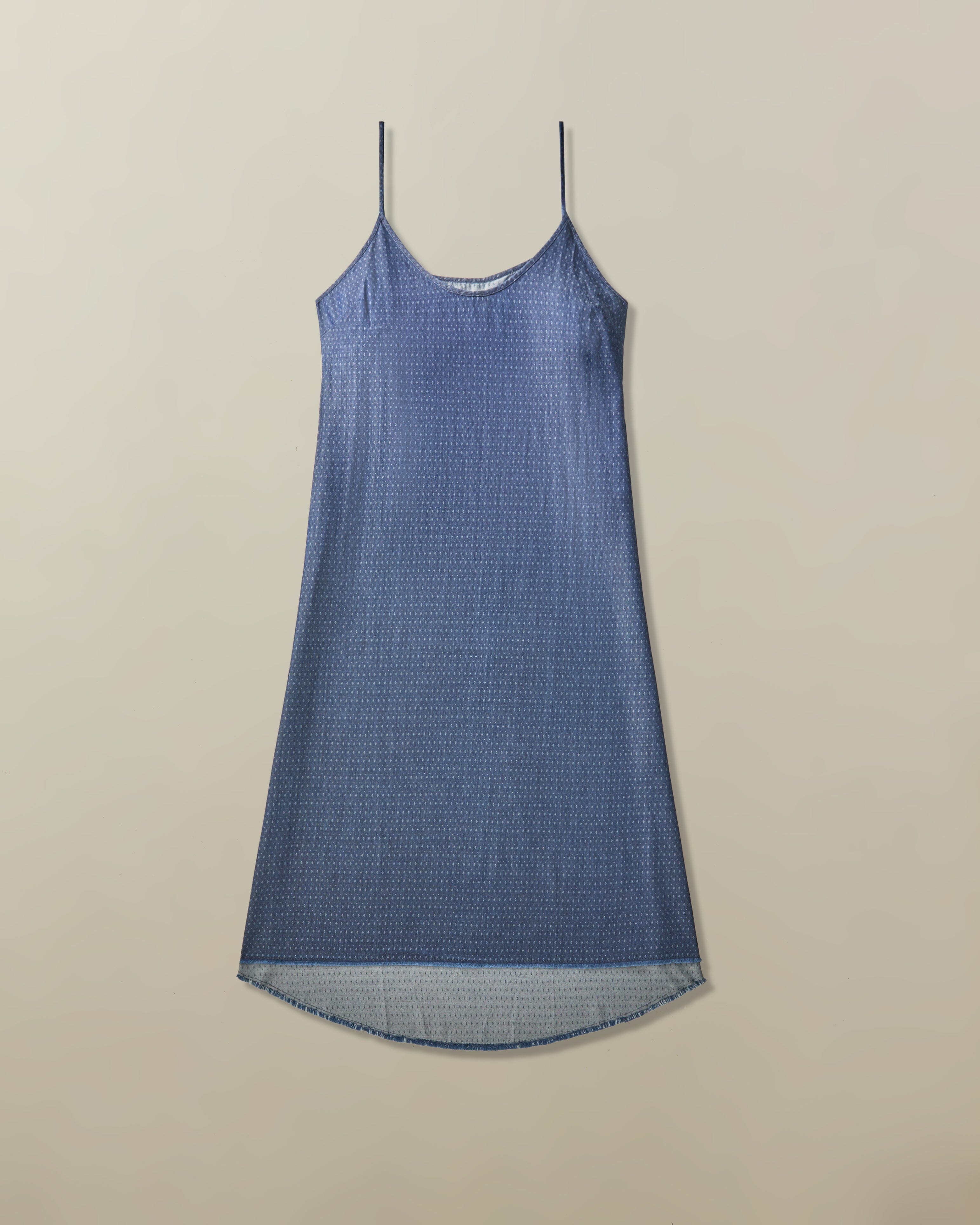 Sonya Slip Dress in Denim Jacquard